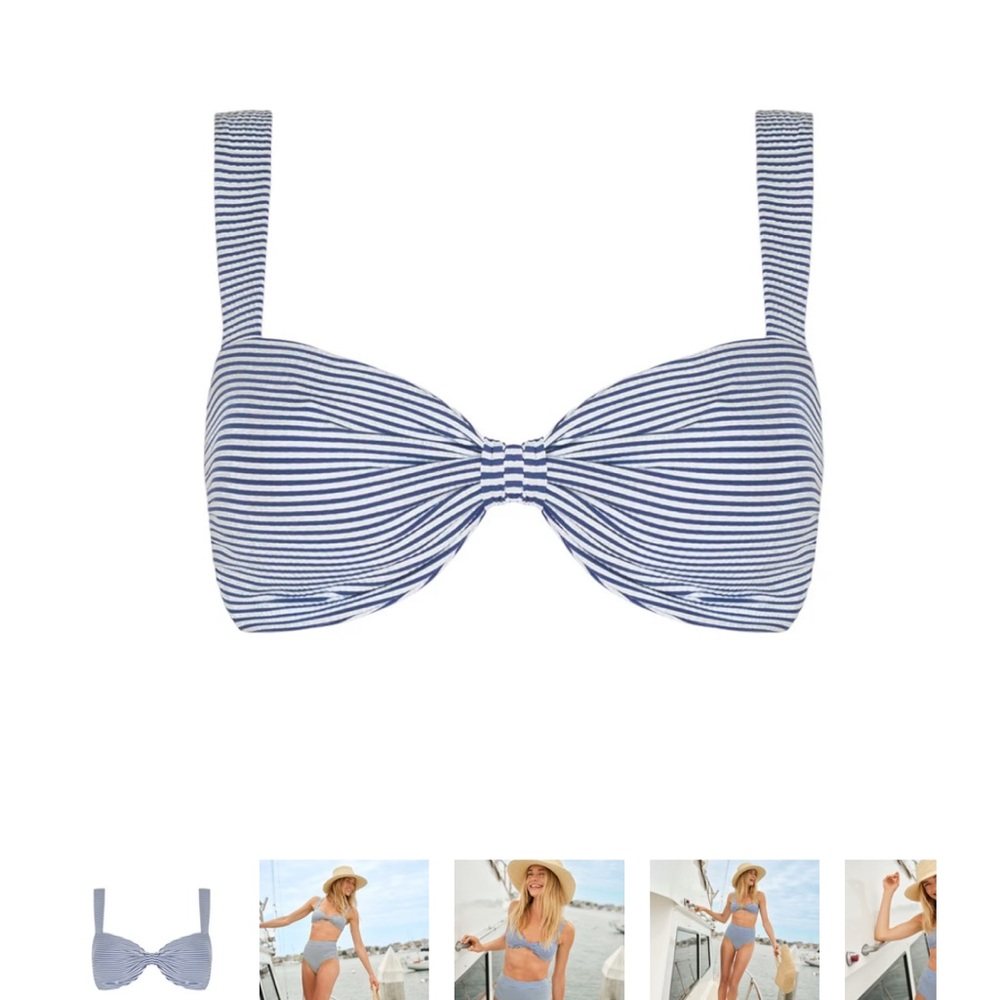 Minnow Swim Women’s women's harbor stripe knot bikini top size XS NWTs